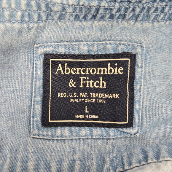 Abercrombie & Fitch Jumpsuit Chambray Belted Short Sleeve Blue Women's L Y2k 90s - Picture 4 of 11